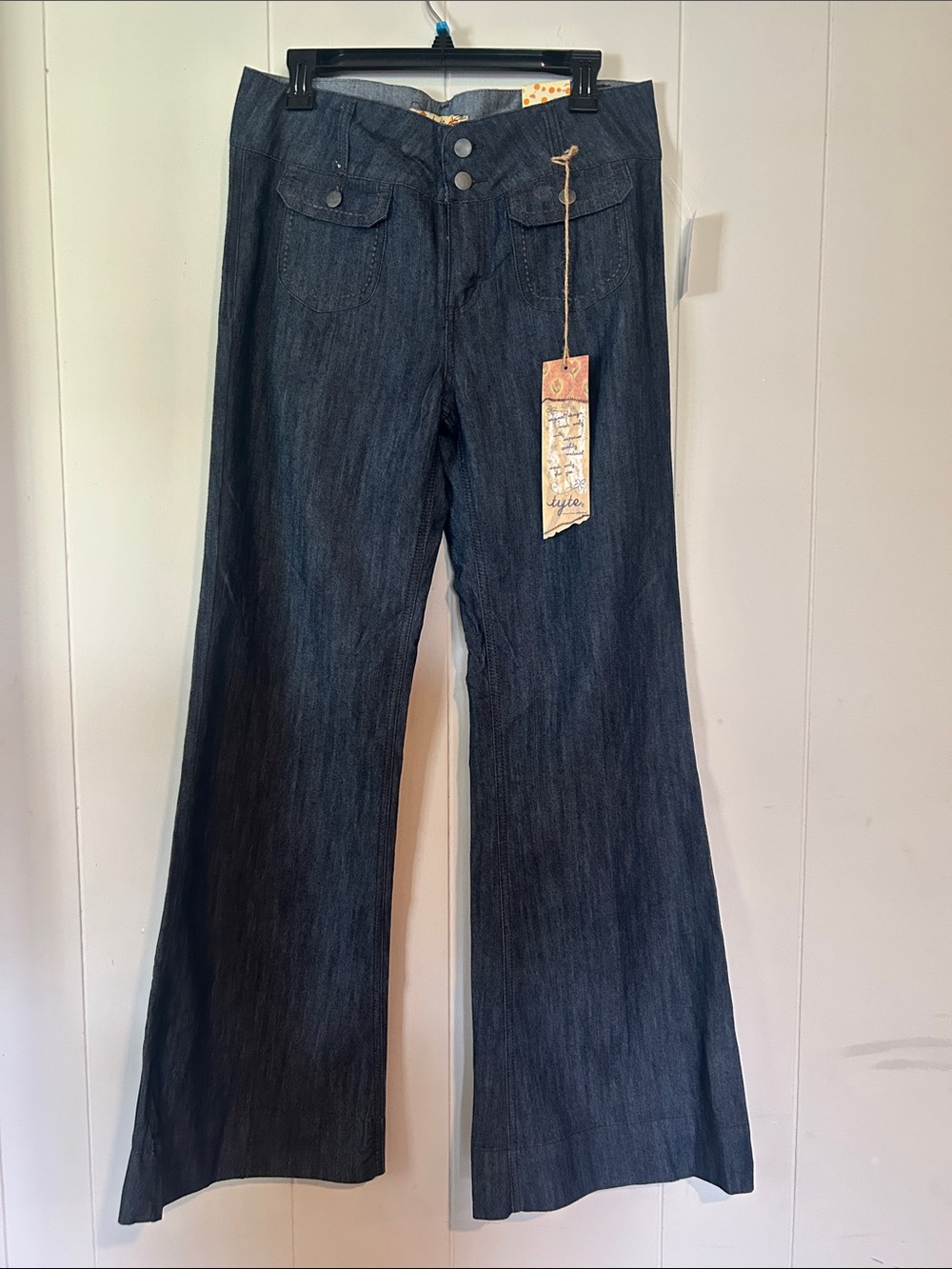 Vintage Tyte dress Jeans Dark Blue Wide-Leg Flare Jeans